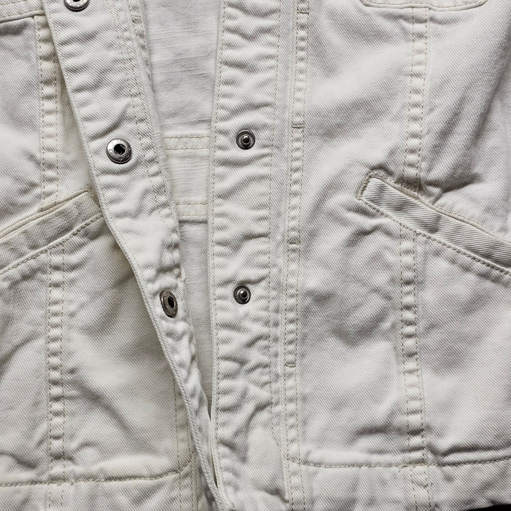 J. Jill Denim Jacket Womens XS Cream Stretch Cotton Button Front Trucker Coat - Picture 7 of 12